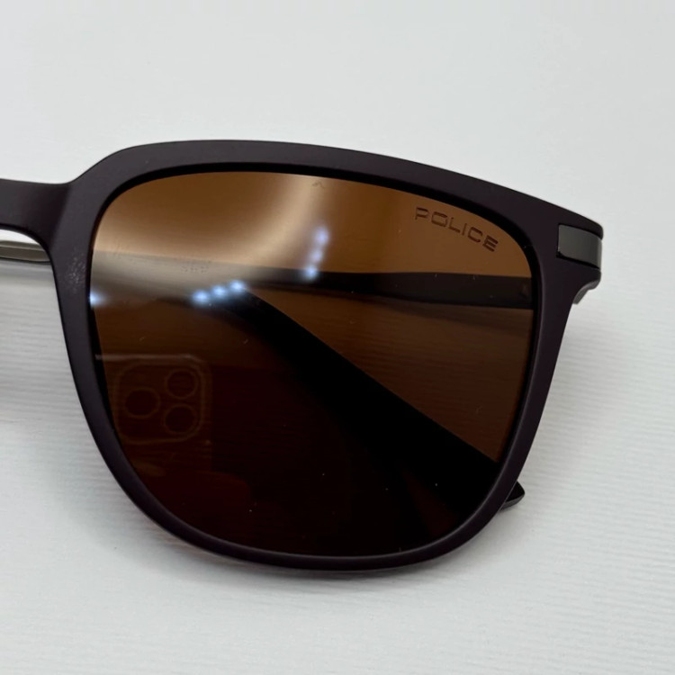 تصویر عینک آفتابی پلیس POLICE قهوه ای پلاریزه یووی 400 به همراه کاور پارچه ای و دستمال نانو کد 9104