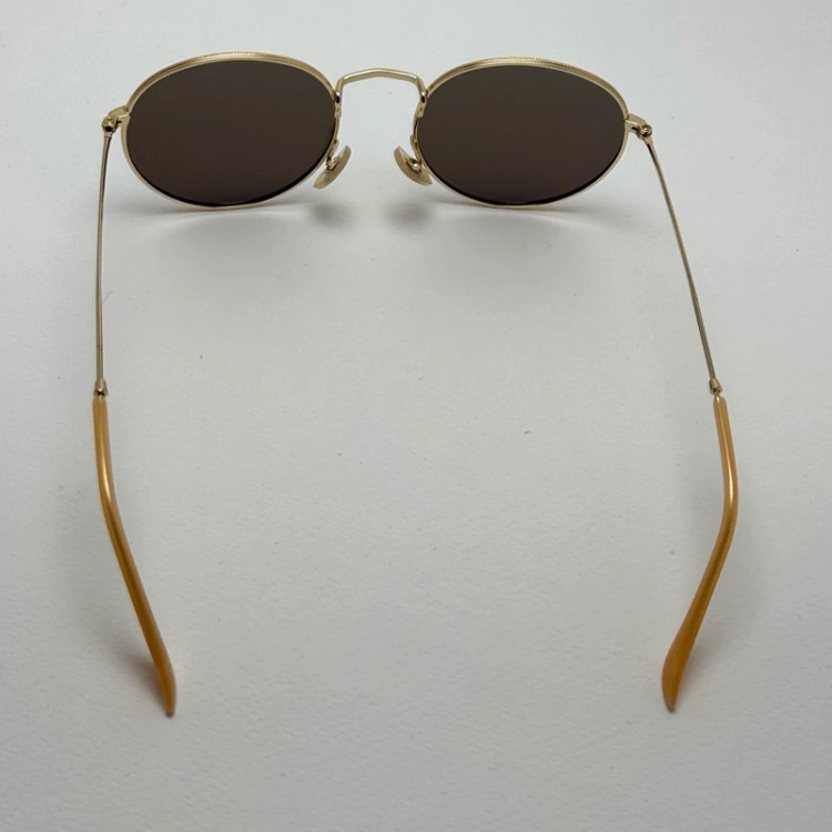 تصویر عینک آفتابی پلاریزه گرد فوق سبک آبی آسمونی فریم طلایی کد 3447