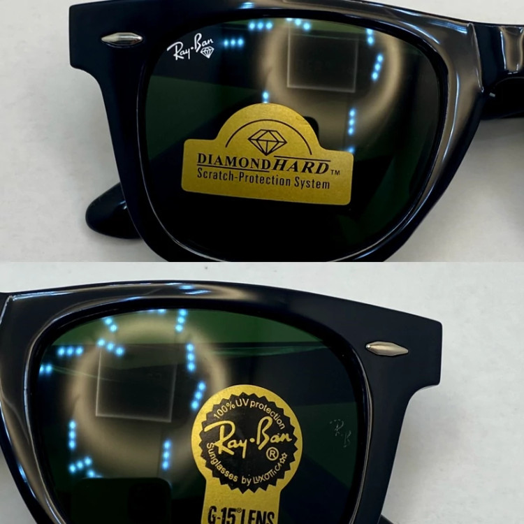 تصویر عینک آفتابی ویفرر ریبن rayban WAYFARER شیشه سنگ سبز فریم براق سایز 50 به همراه پک کامل اورجینال rb2140