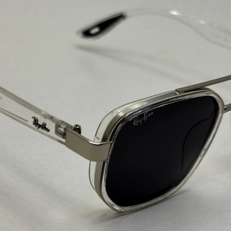 تصویر عینک آفتابی ریبن فراری مستطیلی کریستالی شفاف با پک کامل Rayban Ferrari c287