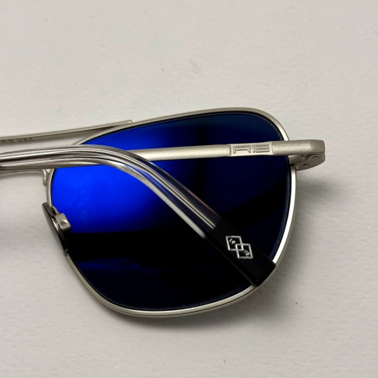 تصویر عینک آفتابی خلبانی رندولف شیشه سنگ آنتی رفلکس مشکی نقره ای فول پک RANDOLPH AVIATOR RE 58 24K WHITE GOLD