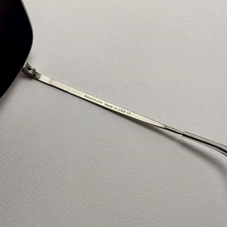 تصویر عینک آفتابی خلبانی رندولف شیشه سنگ آنتی رفلکس مشکی نقره ای فول پک RANDOLPH AVIATOR RE 58 24K WHITE GOLD