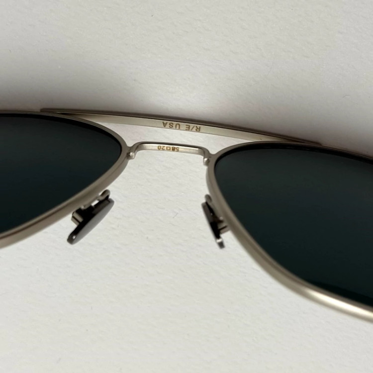 تصویر عینک آفتابی خلبانی رندولف شیشه سنگ آنتی رفلکس مشکی نقره ای فول پک RANDOLPH AVIATOR RE 58 24K WHITE GOLD