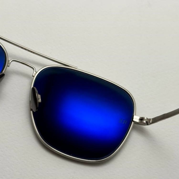تصویر عینک آفتابی خلبانی رندولف شیشه سنگ آنتی رفلکس مشکی نقره ای فول پک RANDOLPH AVIATOR RE 58 24K WHITE GOLD