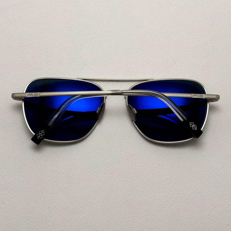 تصویر عینک آفتابی خلبانی رندولف شیشه سنگ آنتی رفلکس مشکی نقره ای فول پک RANDOLPH AVIATOR RE 58 24K WHITE GOLD