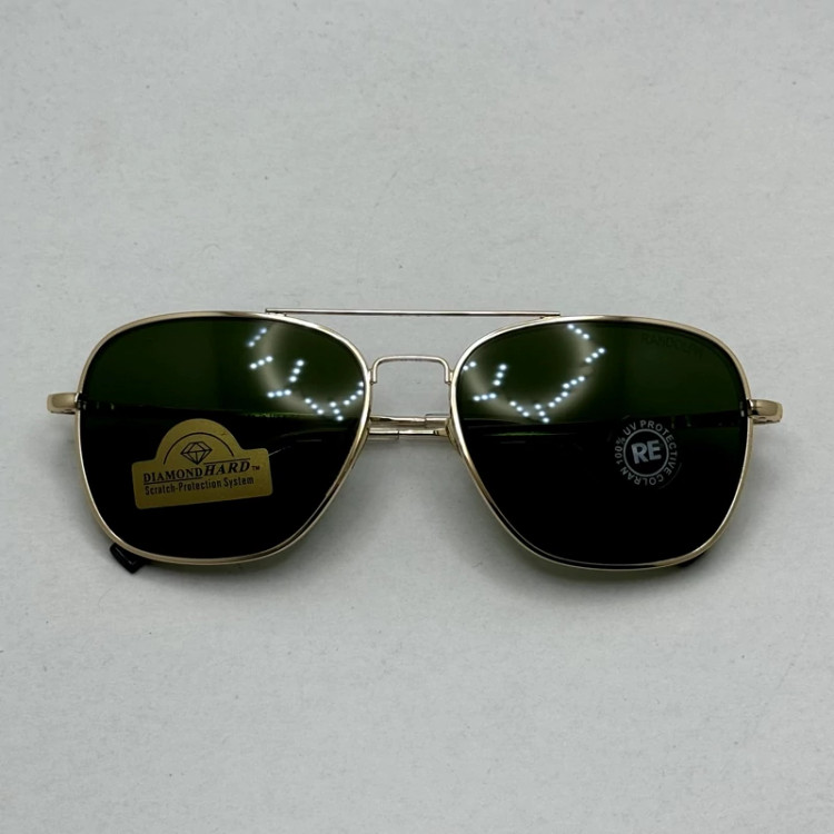 تصویر عینک آفتابی خلبانی رندولف شیشه سنگ آنتی رفلکس سبز فریم طلایی فول پک اصلی RANDOLPH AVIATOR RE 58 24K GOLD