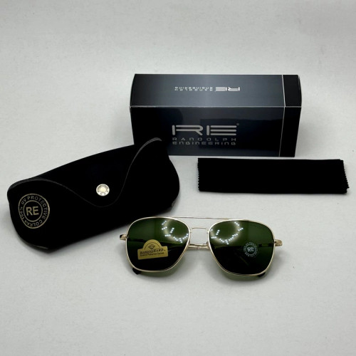 تصویر عینک آفتابی خلبانی رندولف شیشه سنگ آنتی رفلکس سبز فریم طلایی فول پک اصلی RANDOLPH AVIATOR RE 58 24K GOLD