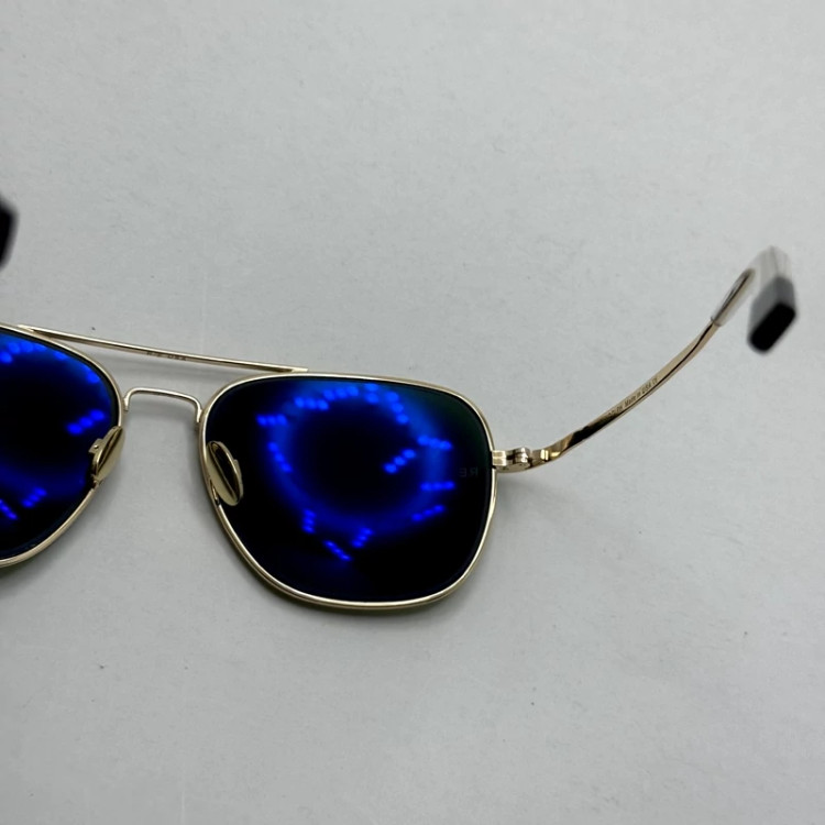 تصویر عینک آفتابی خلبانی رندولف شیشه سنگ آنتی رفلکس سبز فریم طلایی فول پک اصلی RANDOLPH AVIATOR RE 58 24K GOLD