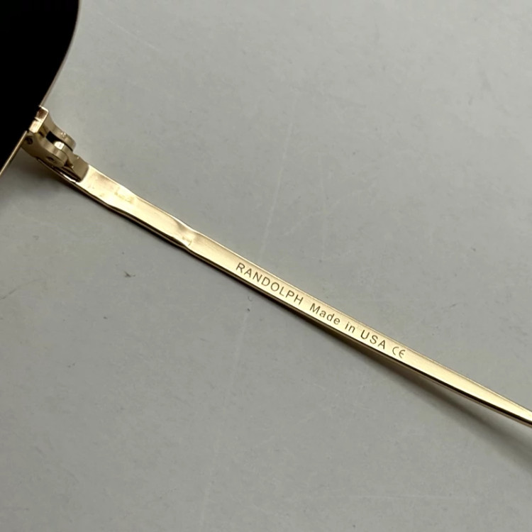 تصویر عینک آفتابی خلبانی رندولف شیشه سنگ آنتی رفلکس سبز فریم طلایی فول پک اصلی RANDOLPH AVIATOR RE 58 24K GOLD