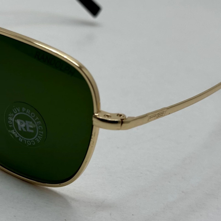تصویر عینک آفتابی خلبانی رندولف شیشه سنگ آنتی رفلکس سبز فریم طلایی فول پک اصلی RANDOLPH AVIATOR RE 58 24K GOLD