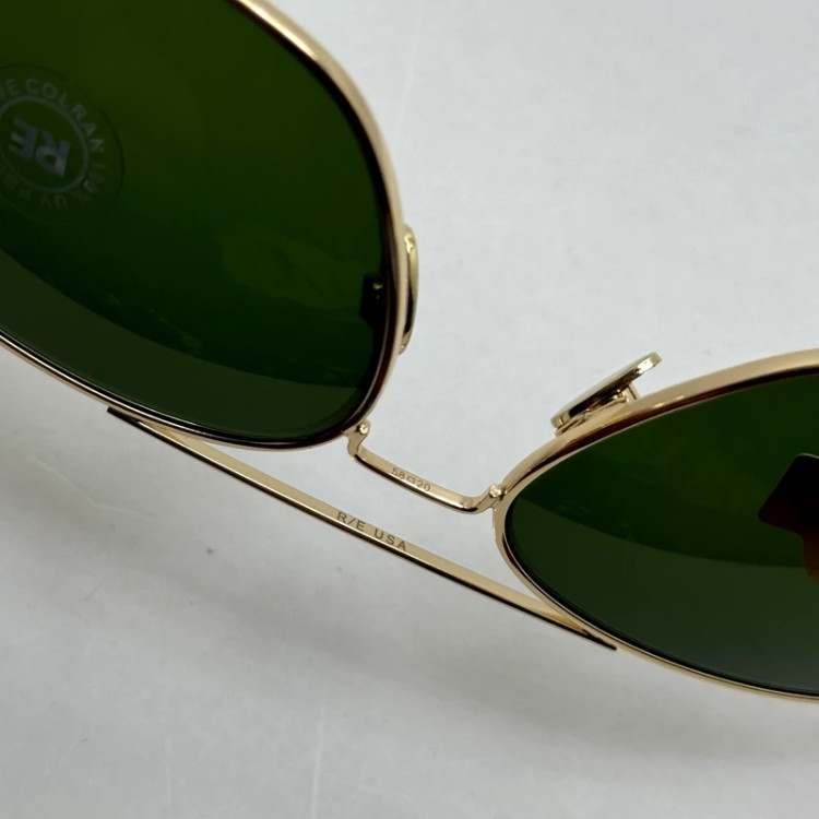 تصویر عینک آفتابی خلبانی رندولف شیشه سنگ آنتی رفلکس سبز فریم طلایی فول پک اصلی RANDOLPH AVIATOR RE 58 24K GOLD