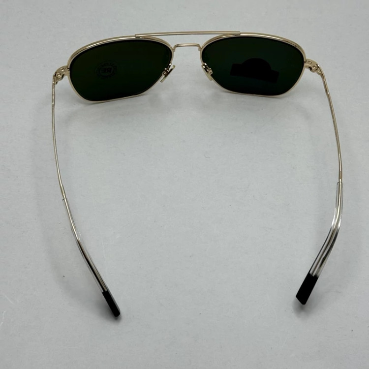 تصویر عینک آفتابی خلبانی رندولف شیشه سنگ آنتی رفلکس سبز فریم طلایی فول پک اصلی RANDOLPH AVIATOR RE 58 24K GOLD