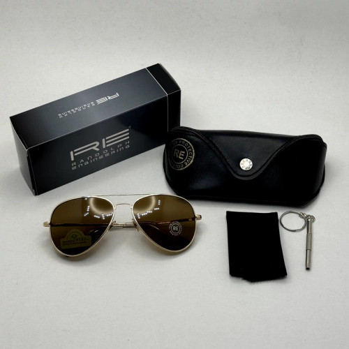 تصویر عینک آفتابی خلبانی رندولف شیشه سنگ مدل کانکورد آنتی رفلکس قهوه ای طلایی فول پک RANDOLPH CONCORD CR 231 24K GOLD