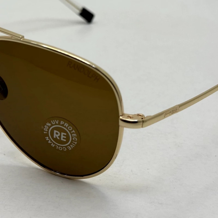 تصویر عینک آفتابی خلبانی رندولف شیشه سنگ مدل کانکورد آنتی رفلکس قهوه ای طلایی فول پک RANDOLPH CONCORD CR 231 24K GOLD