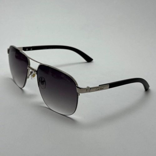 تصویر عینک آفتابی مردانه کارتیر Cartier مدل Santos مشکی نقره ای