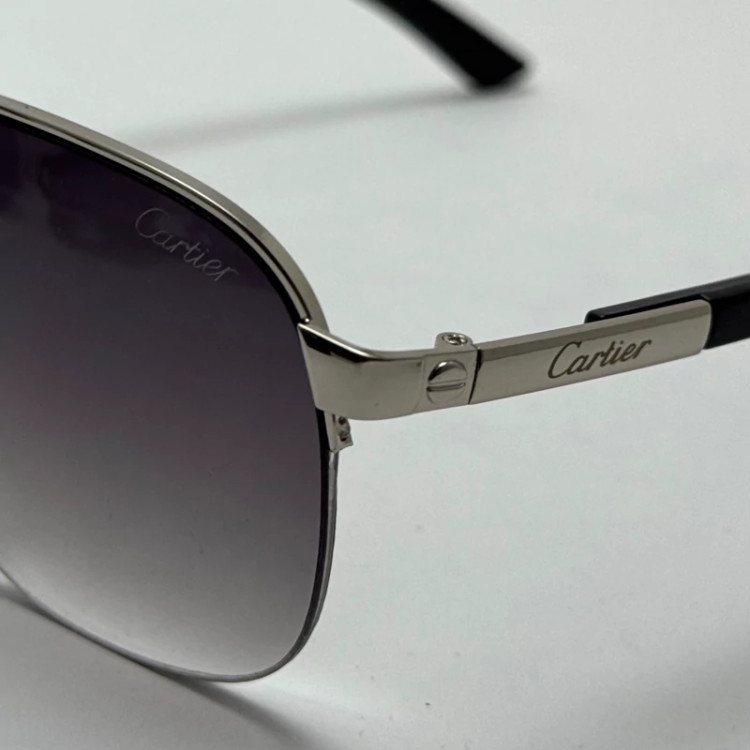 تصویر عینک آفتابی مردانه کارتیر Cartier مدل Santos مشکی نقره ای