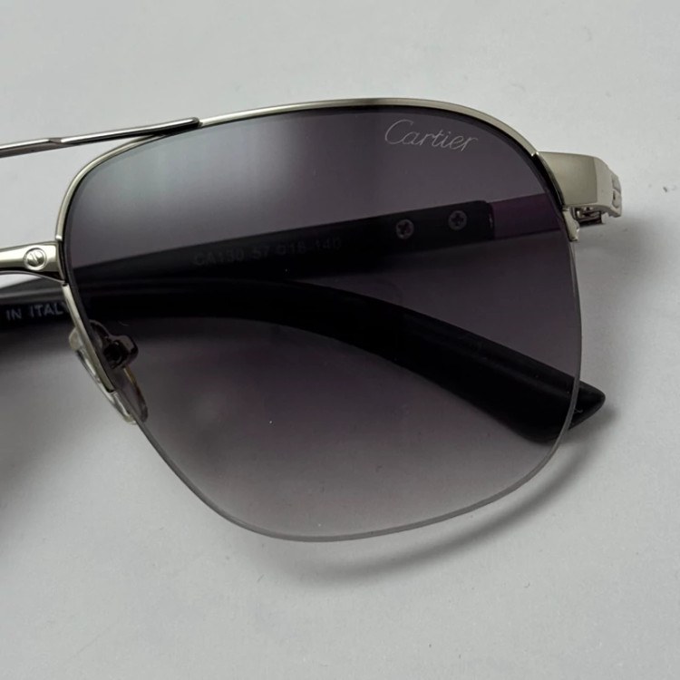 تصویر عینک آفتابی مردانه کارتیر Cartier مدل Santos مشکی نقره ای