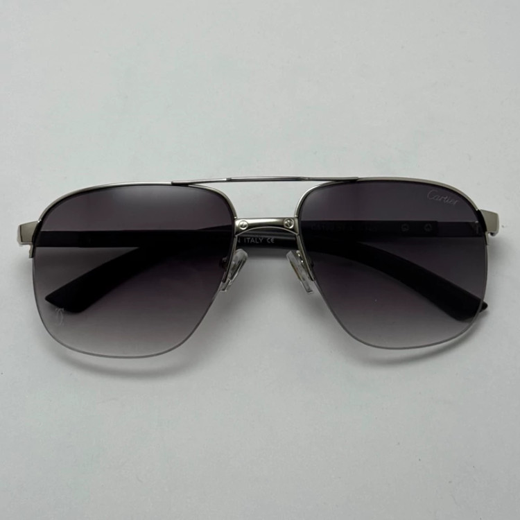 تصویر عینک آفتابی مردانه کارتیر Cartier مدل Santos مشکی نقره ای