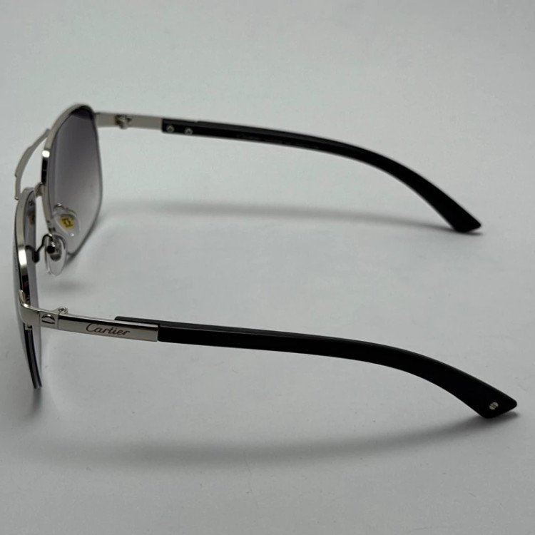 تصویر عینک آفتابی مردانه کارتیر Cartier مدل Santos مشکی نقره ای