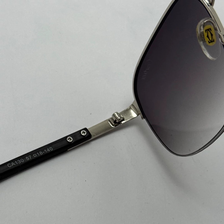 تصویر عینک آفتابی مردانه کارتیر Cartier مدل Santos مشکی نقره ای