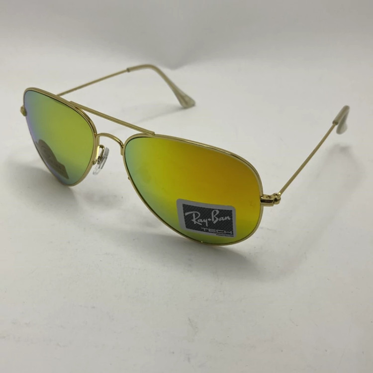 تصویر عینک ریبن خلبانی شیشه سنگ طلایی فول پک اورجینال