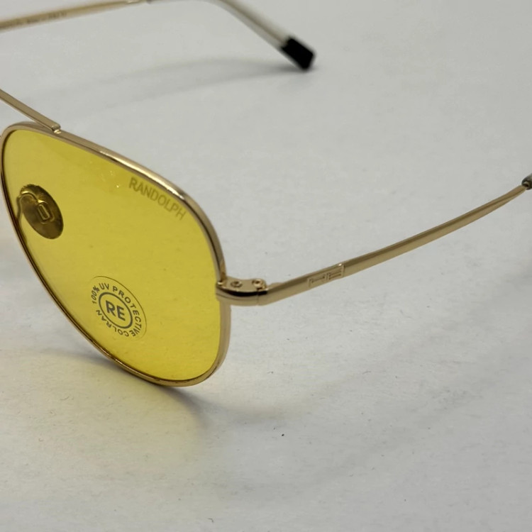 تصویر عینک آفتابی و شب خلبانی رندولف شیشه سنگ مدل کانکورد عدسی زرد فریم طلایی فول پک RANDOLPH CONCORD CR 231 24K GOLD