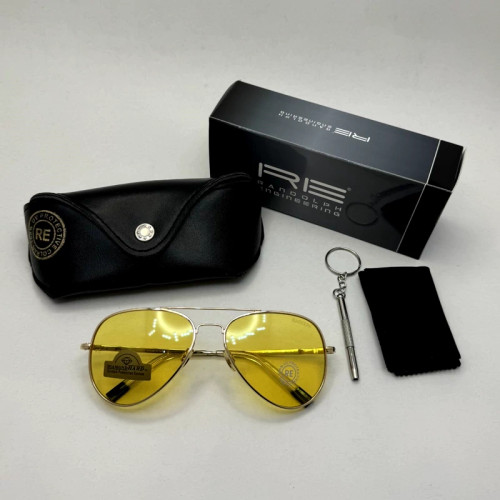 تصویر عینک آفتابی و شب خلبانی رندولف شیشه سنگ مدل کانکورد عدسی زرد فریم طلایی فول پک RANDOLPH CONCORD CR 231 24K GOLD