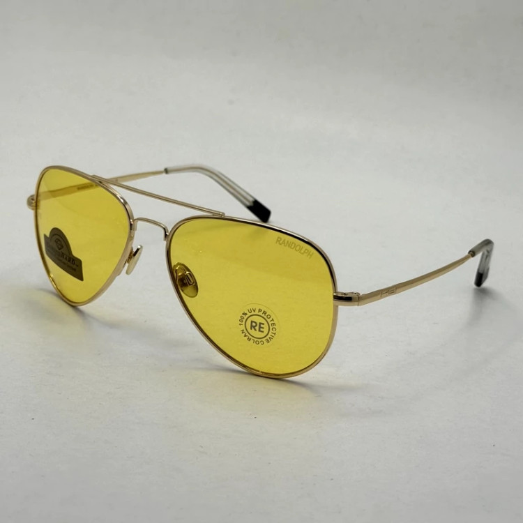 تصویر عینک آفتابی و شب خلبانی رندولف شیشه سنگ مدل کانکورد عدسی زرد فریم طلایی فول پک RANDOLPH CONCORD CR 231 24K GOLD