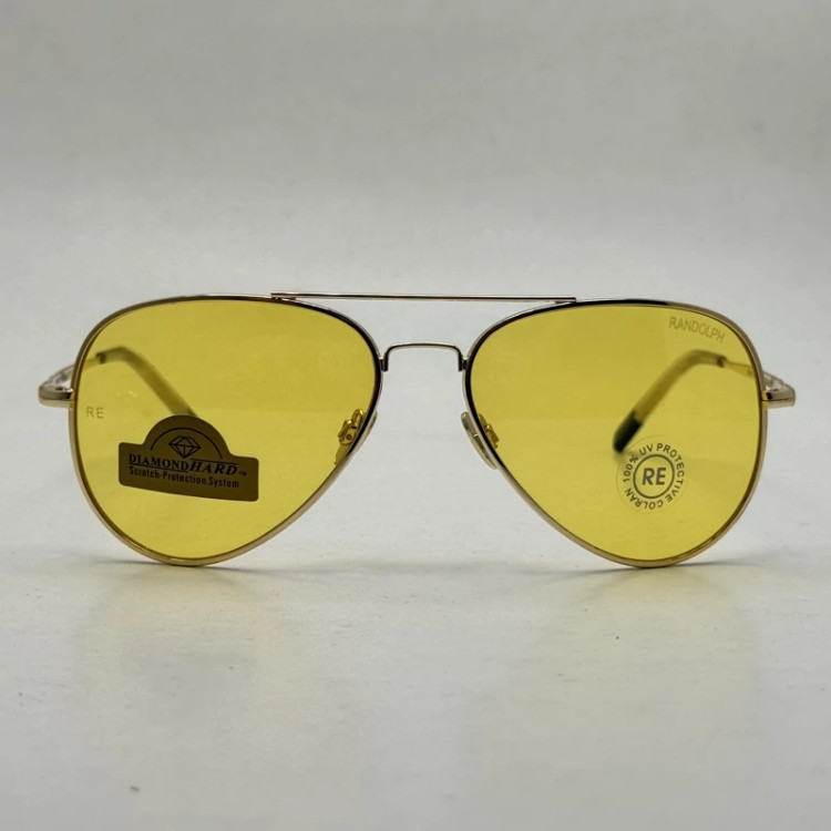 تصویر عینک آفتابی و شب خلبانی رندولف شیشه سنگ مدل کانکورد عدسی زرد فریم طلایی فول پک RANDOLPH CONCORD CR 231 24K GOLD