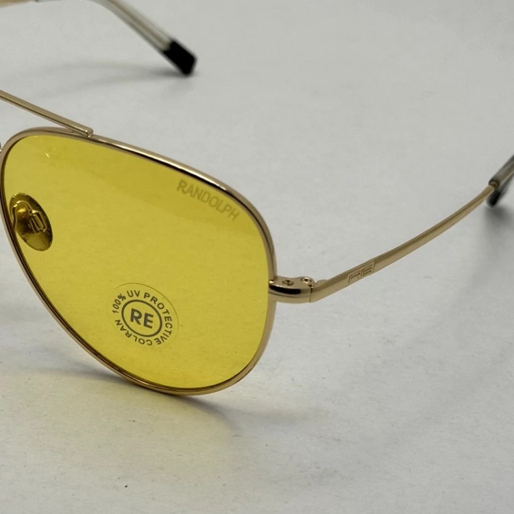 تصویر عینک آفتابی و شب خلبانی رندولف شیشه سنگ مدل کانکورد عدسی زرد فریم طلایی فول پک RANDOLPH CONCORD CR 231 24K GOLD