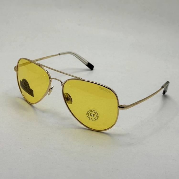 تصویر عینک آفتابی و شب خلبانی رندولف شیشه سنگ مدل کانکورد عدسی زرد فریم طلایی فول پک RANDOLPH CONCORD CR 231 24K GOLD