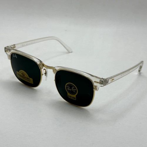 تصویر عینک آفتابی کلاب مستر ریبن rayban شیشه سنگ مشکی فریم شفاف به همراه پک کامل RB 3016
