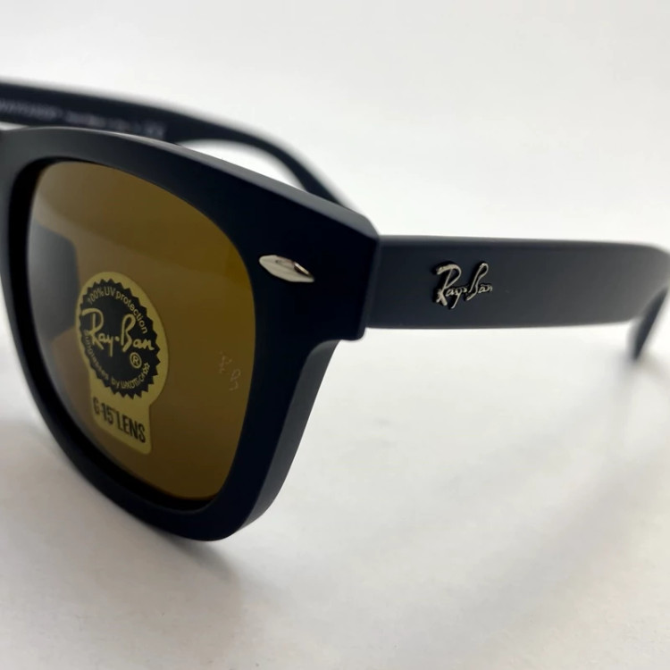 تصویر عینک آفتابی ویفرر ریبن rayban WAYFARER شیشه سنگ قهوه ای فریم مات سایز 50 به همراه پک کامل اورجینال RB2140