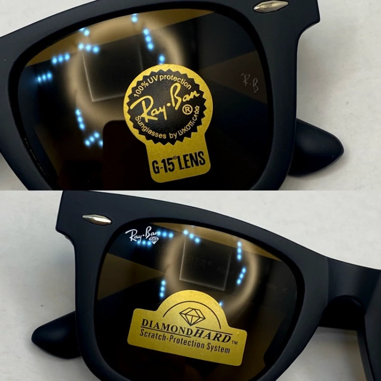 تصویر عینک آفتابی ویفرر ریبن rayban WAYFARER شیشه سنگ قهوه ای فریم مات سایز 50 به همراه پک کامل اورجینال RB2140