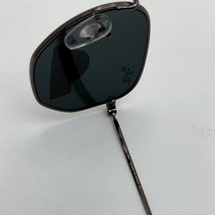 تصویر عینک ریبن هگزونال شیشه سنگ فریم نوک مدادی عدسی مشکی به همراه پک کامل ریبن کد Rayban RB 3548