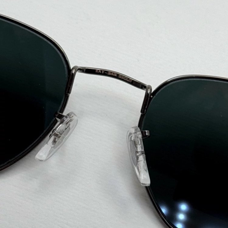 تصویر عینک ریبن هگزونال شیشه سنگ فریم نوک مدادی عدسی مشکی به همراه پک کامل ریبن کد Rayban RB 3548