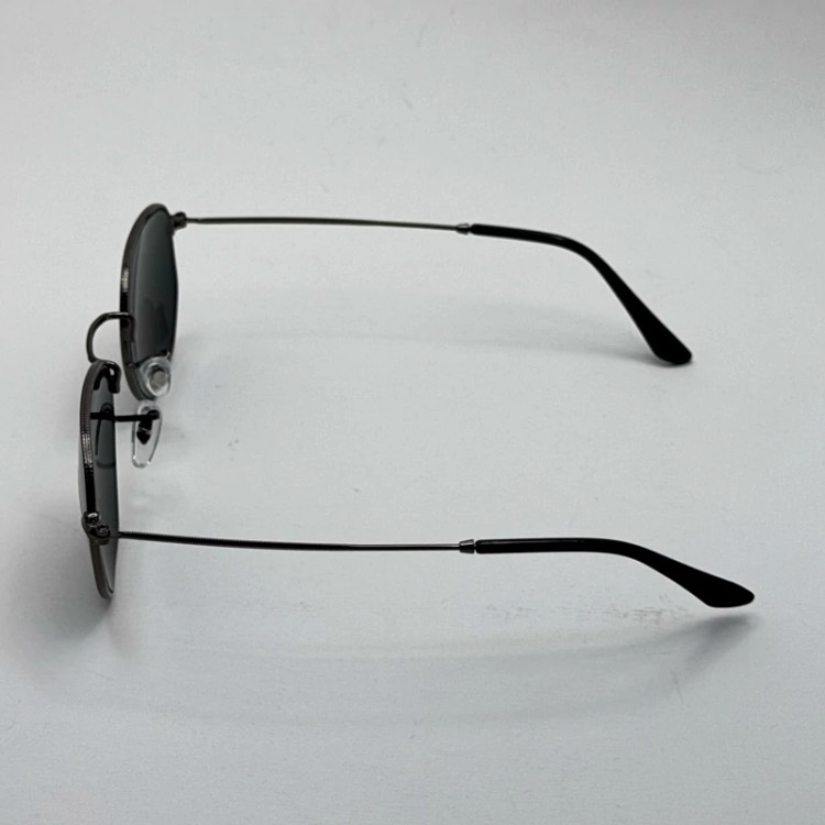 تصویر عینک ریبن هگزونال شیشه سنگ فریم نوک مدادی عدسی مشکی به همراه پک کامل ریبن کد Rayban RB 3548