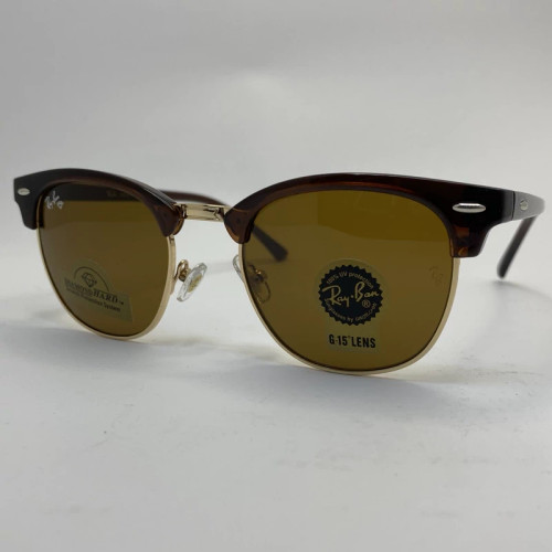 تصویر عینک ریبن rayban کلاب مستر شیشه سنگ قهوه ای طلایی با پک کامل ریبن RB 3016