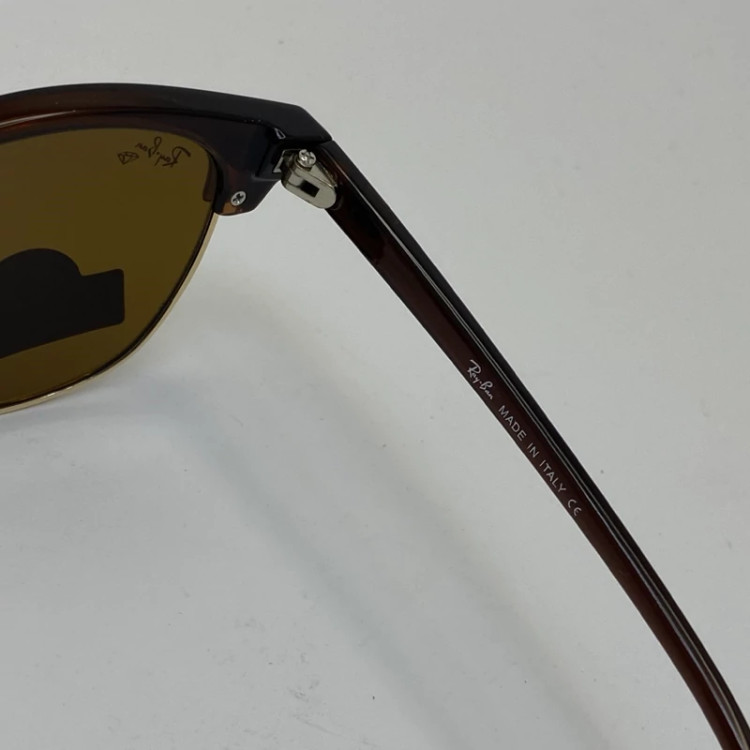 تصویر عینک ریبن rayban کلاب مستر شیشه سنگ قهوه ای طلایی با پک کامل ریبن RB 3016