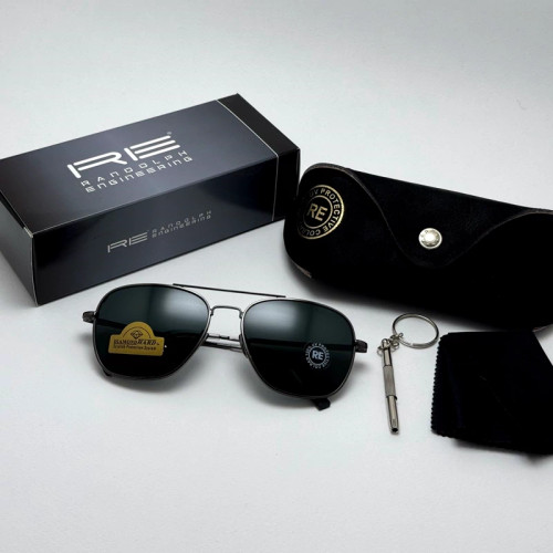 تصویر عینک آفتابی خلبانی رندولف شیشه سنگ آنتی رفلکس مشکی فریم نوک مدادی فول پک RANDOLPH AVIATOR RE 58 24K WHITE GOLD