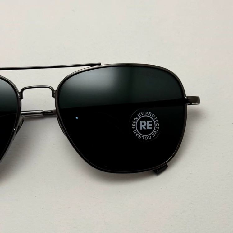 تصویر عینک آفتابی خلبانی رندولف شیشه سنگ آنتی رفلکس مشکی فریم نوک مدادی فول پک RANDOLPH AVIATOR RE 58 24K WHITE GOLD