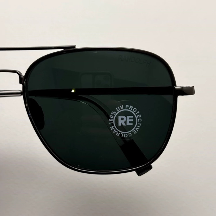 تصویر عینک آفتابی خلبانی رندولف شیشه سنگ آنتی رفلکس مشکی فریم نوک مدادی فول پک RANDOLPH AVIATOR RE 58 24K WHITE GOLD