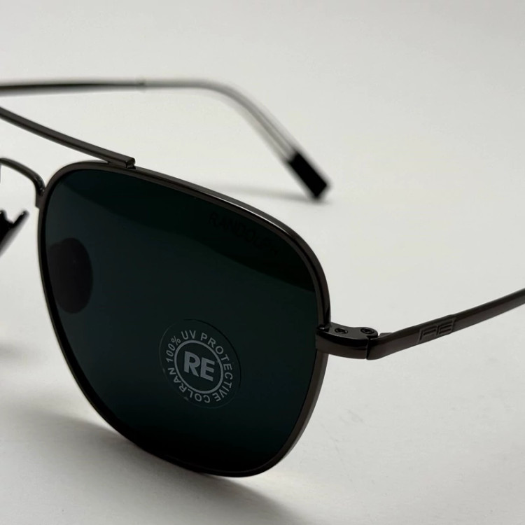 تصویر عینک آفتابی خلبانی رندولف شیشه سنگ آنتی رفلکس مشکی فریم نوک مدادی فول پک RANDOLPH AVIATOR RE 58 24K WHITE GOLD