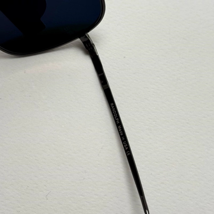 تصویر عینک آفتابی خلبانی رندولف شیشه سنگ آنتی رفلکس مشکی فریم نوک مدادی فول پک RANDOLPH AVIATOR RE 58 24K WHITE GOLD