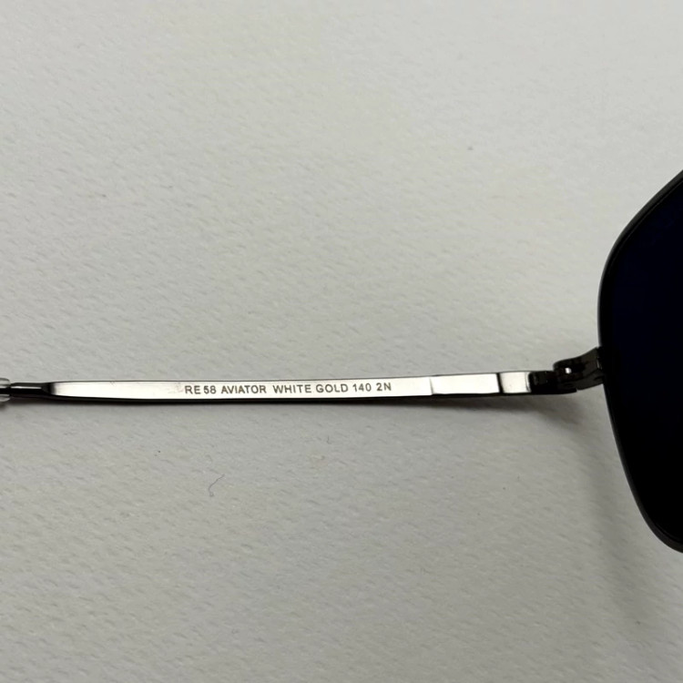 تصویر عینک آفتابی خلبانی رندولف شیشه سنگ آنتی رفلکس مشکی فریم نوک مدادی فول پک RANDOLPH AVIATOR RE 58 24K WHITE GOLD