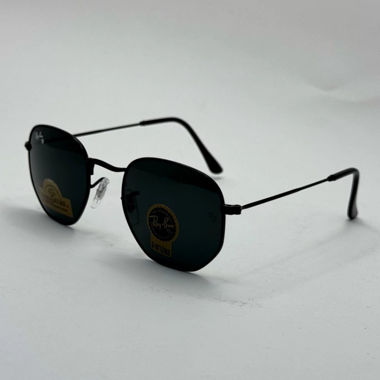 تصویر عینک ریبن هگزونال شیشه سنگ تمام مشکی به همراه پک کامل ریبن کد Rayban RB 3548