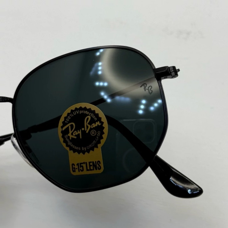 تصویر عینک ریبن هگزونال شیشه سنگ تمام مشکی به همراه پک کامل ریبن کد Rayban RB 3548