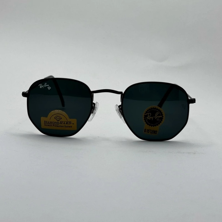 تصویر عینک ریبن هگزونال شیشه سنگ تمام مشکی به همراه پک کامل ریبن کد Rayban RB 3548
