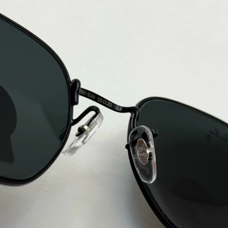تصویر عینک ریبن هگزونال شیشه سنگ تمام مشکی به همراه پک کامل ریبن کد Rayban RB 3548