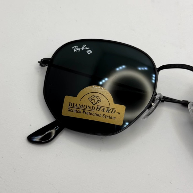 تصویر عینک ریبن هگزونال شیشه سنگ تمام مشکی به همراه پک کامل ریبن کد Rayban RB 3548